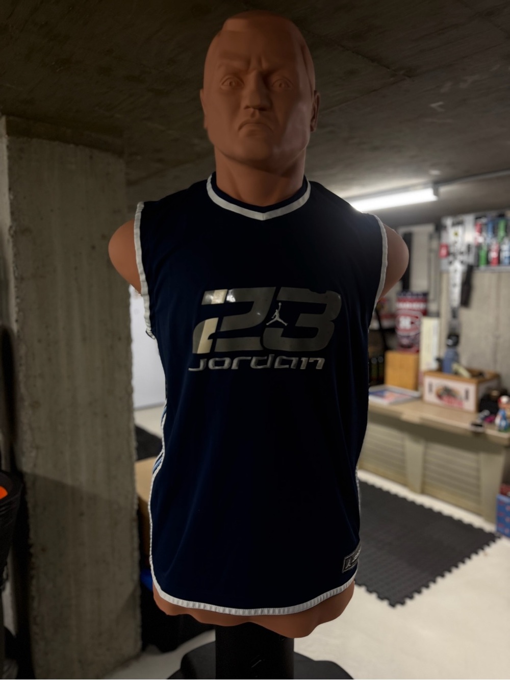 Jordan Navy Sleeveless Basketball Jersey with White Trim